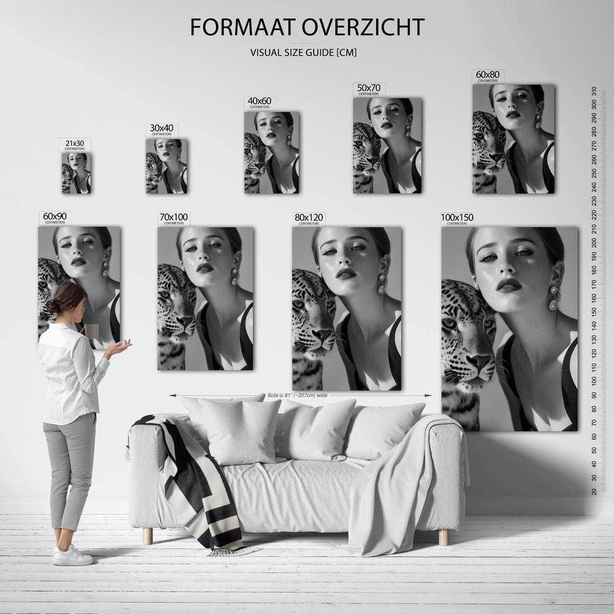Portret met luipaard – staande muurposter in Pop Art stijl