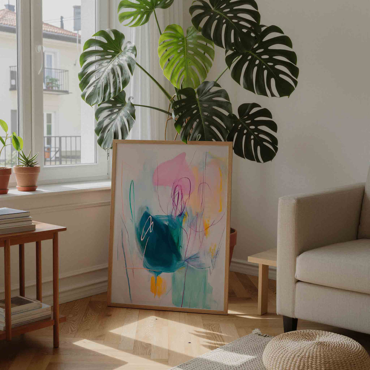 Abstracte vormen en kleuren – moderne wandkunst als portret poster