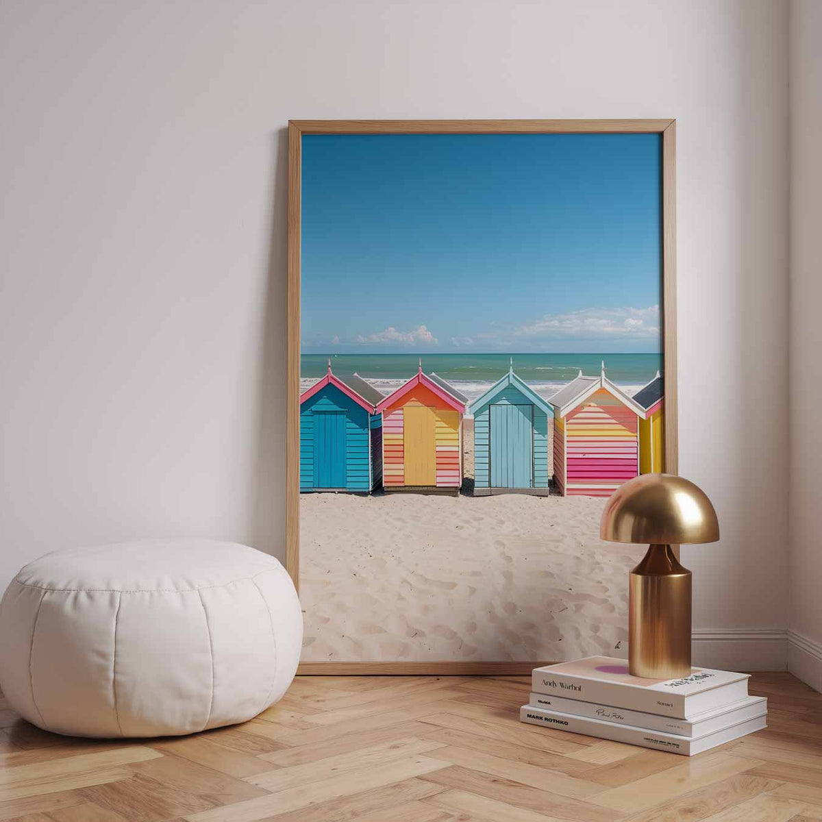 Strandhuisjes Vol Kleurenpracht – urban poster in staand formaat