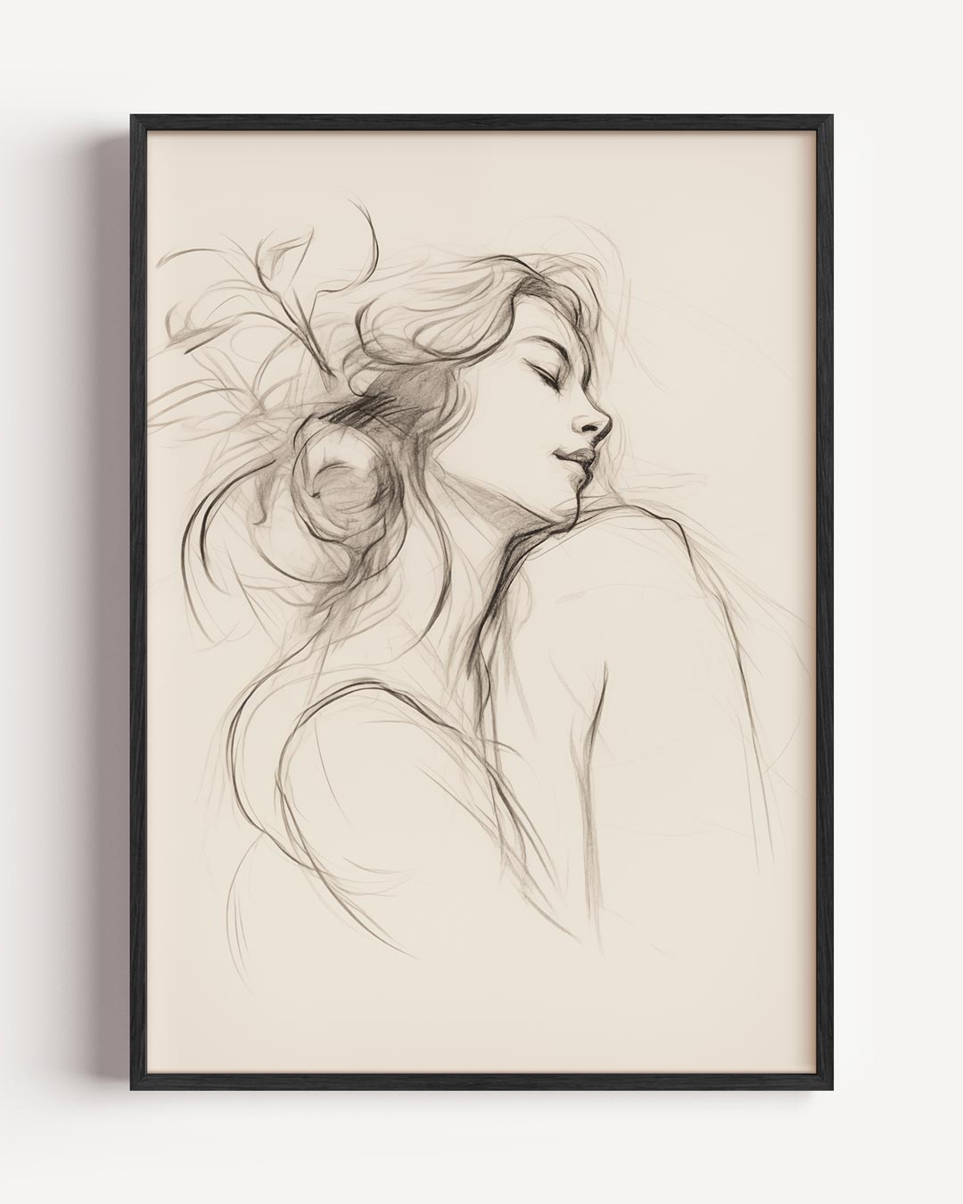 Elegant Vrouwelijk Portret – botanische portret poster als wanddecoratie