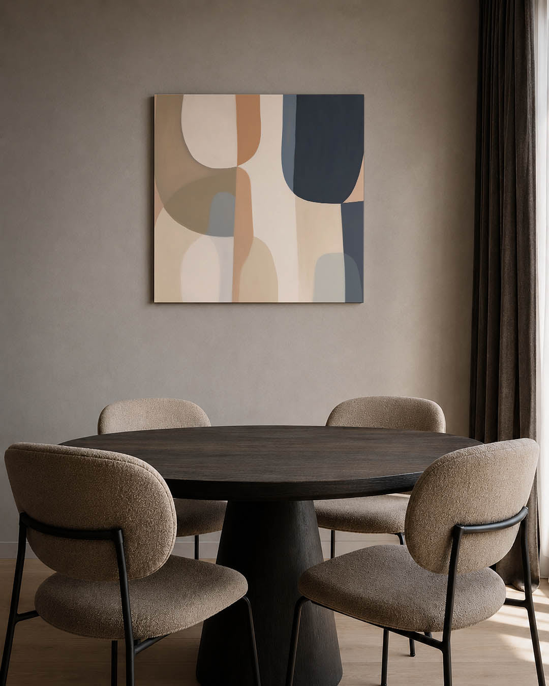 Organische vormen compositie kunstwerk – tweede productweergave – dit werk toont een vloeiende compositie van overlappende