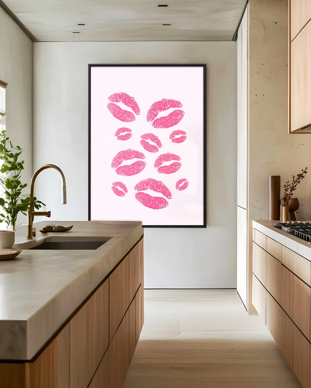 Lippenrood Kunstwerk – kunstwerk met zwarte baklijst