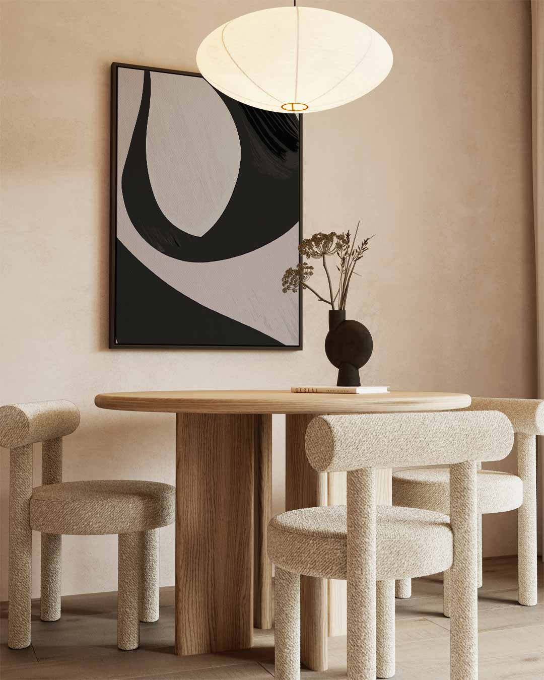 Dynamische Abstractie – kunstwerk met zwarte baklijst