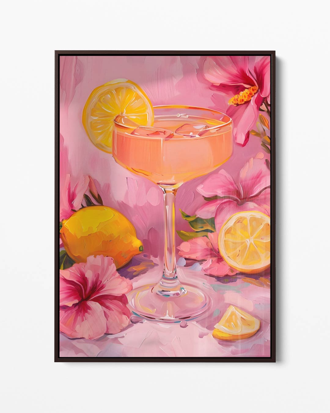 Zomerse Cocktail met Bloemen – portret kunstwerk als wanddecoratie