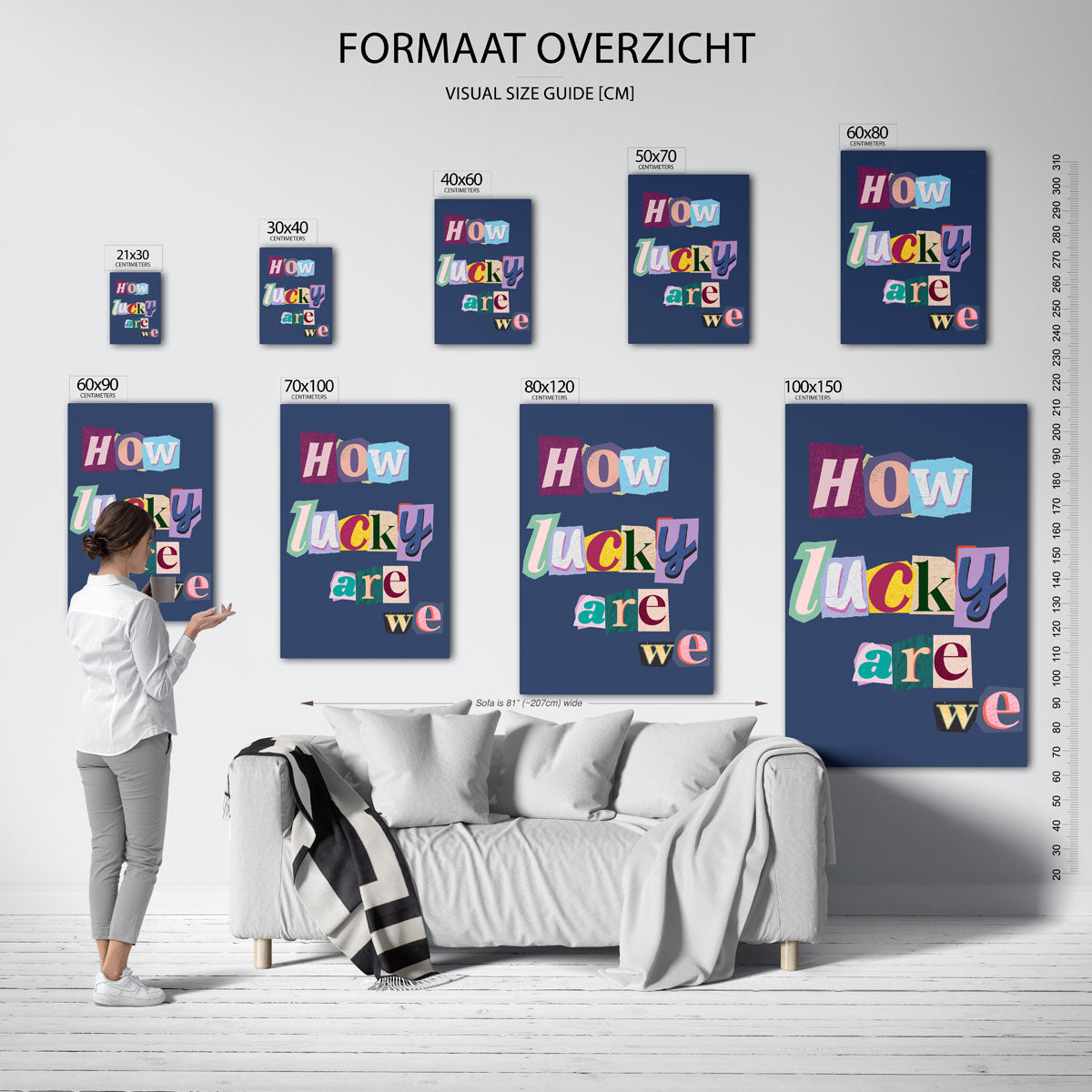 How lucky are we – staande muurposter in Pop Art stijl