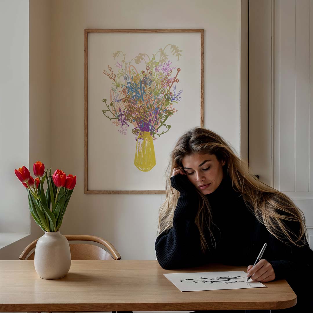 Vrolijk Bloemenboeket – bloemen poster in staand formaat