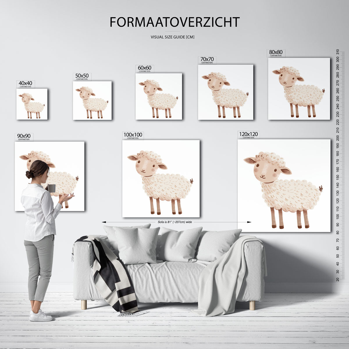 Schattig schaap – vierkante muurposter voor de kinderkamer