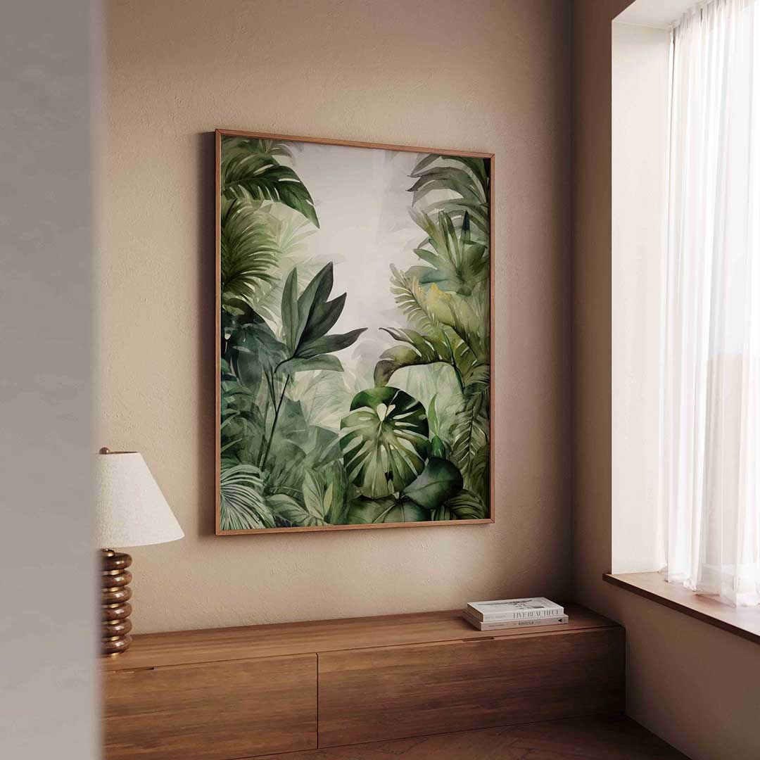 Groene bladeren – tropische wandkunst als portret poster