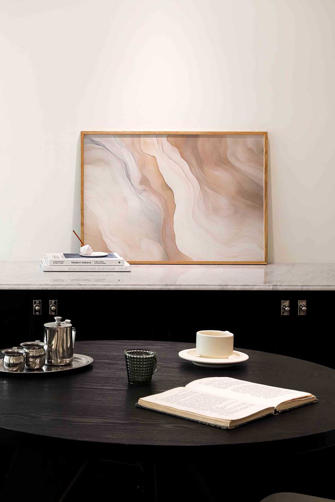 Vloeiende lijnen – abstracte poster in liggend formaat