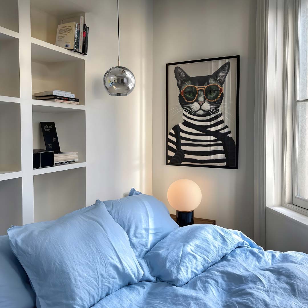Hipster Kat Kunstposter – staande dieren wanddecoratie van WallArtistic