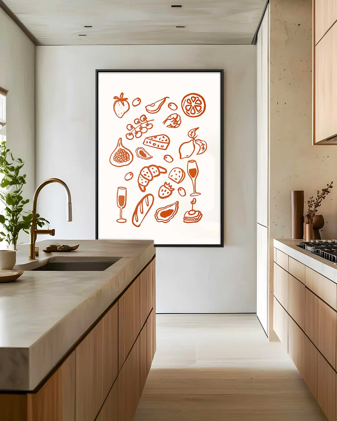 Eten & Drinken Illustratie – staand kunstwerk voor modern interieur