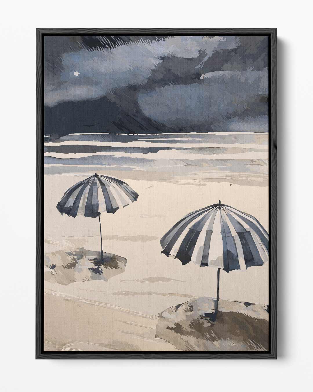 Strandparaplu's in Windstorm – portret kunstwerk als wanddecoratie