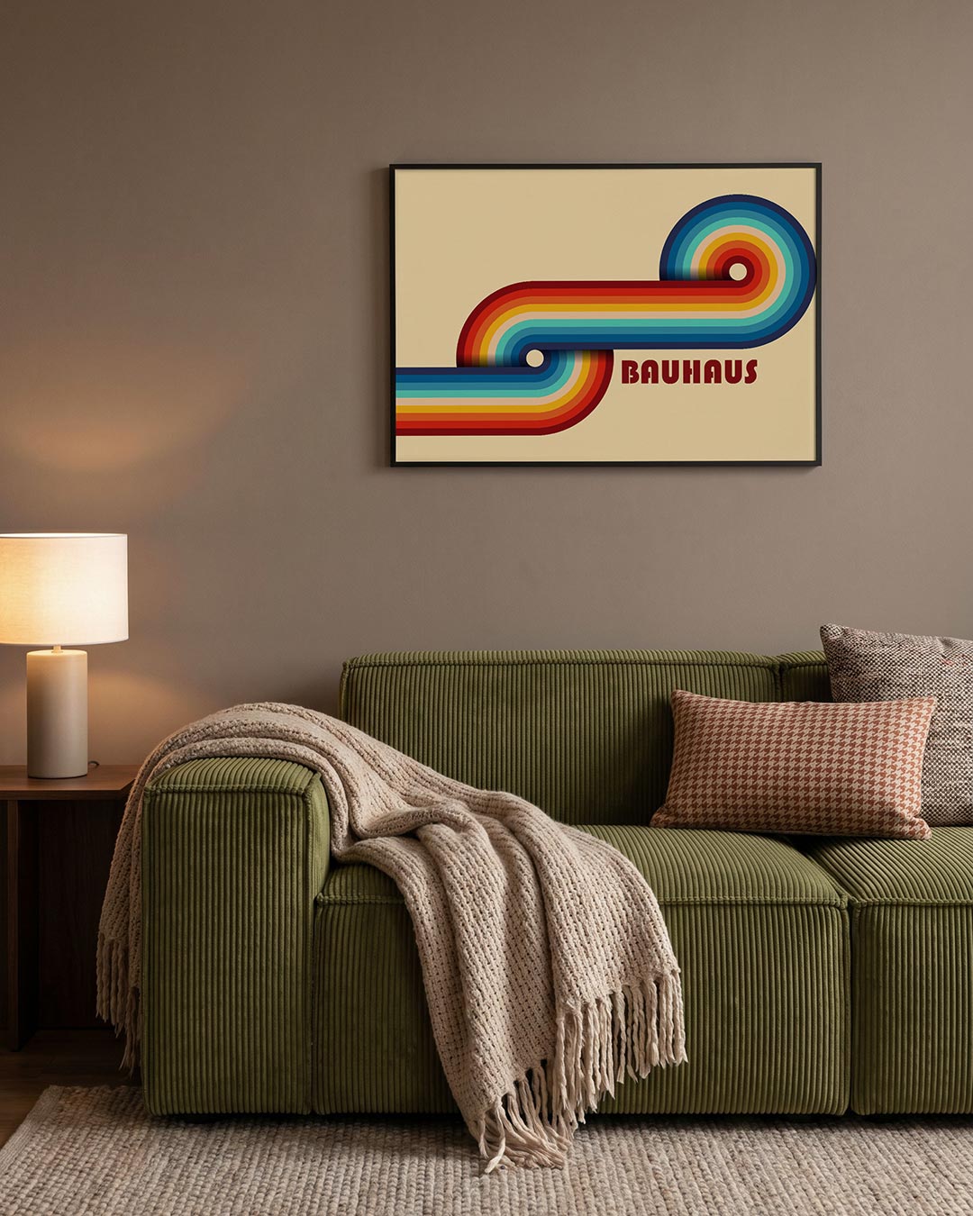 Kleurrijke lijnenspel – geometrische Bauhaus poster in liggend formaat