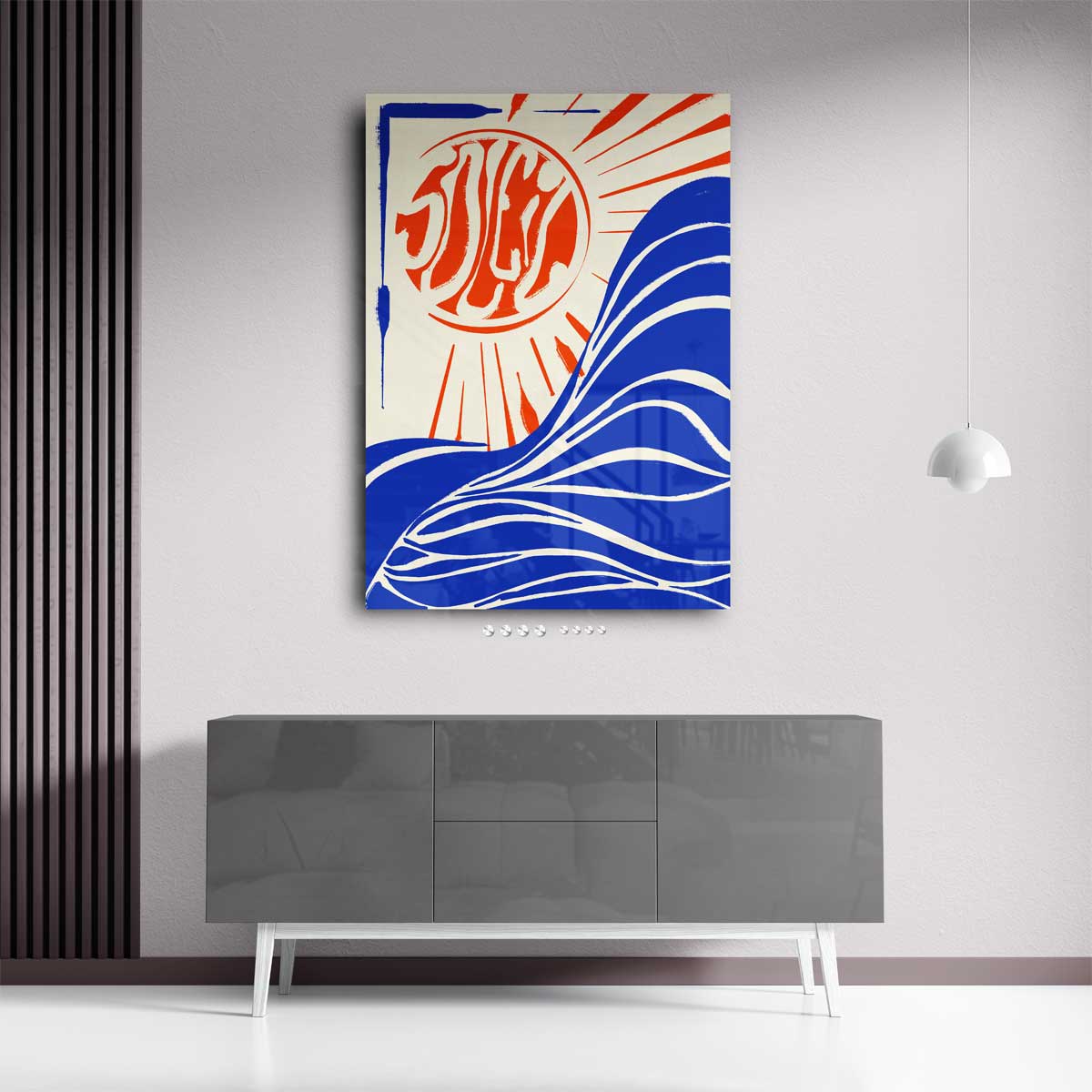 Zon en Golven Abstract – plexiglas wanddecoratie in portret formaat