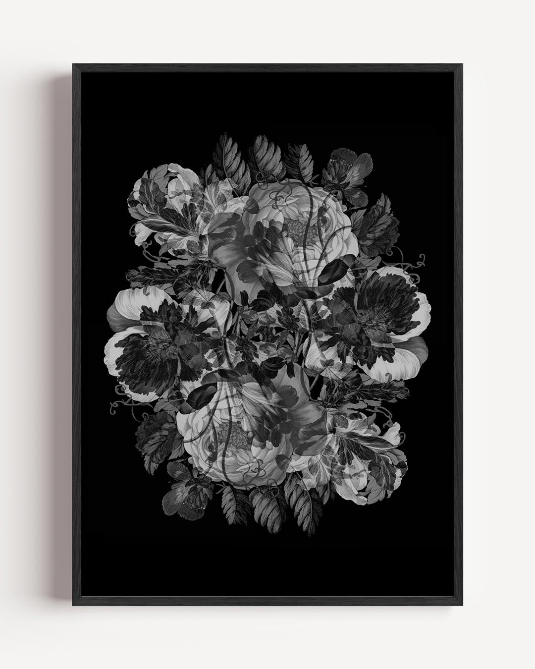 Bloemenpracht in Zwart-Wit – bloemen portret poster als wanddecoratie
