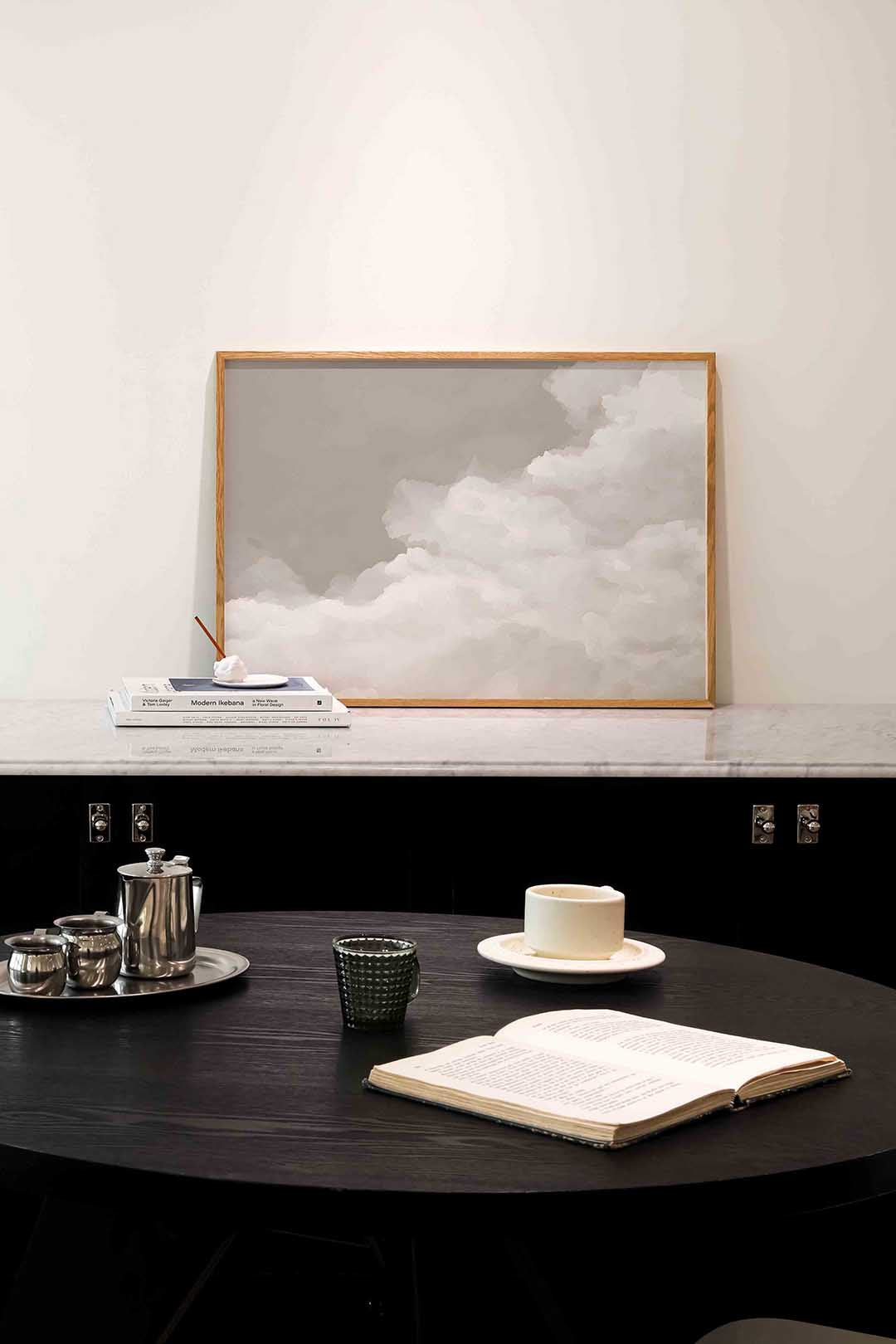 Wolkachtige vormen – abstracte poster in liggend formaat