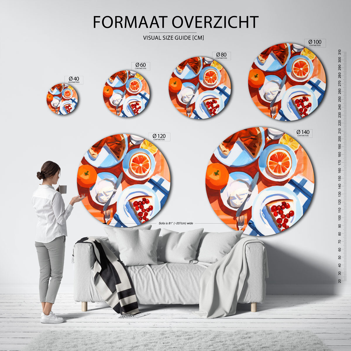 Ontbijt tafel – abstracte wandkunst als muurcirkel van WallArtistic