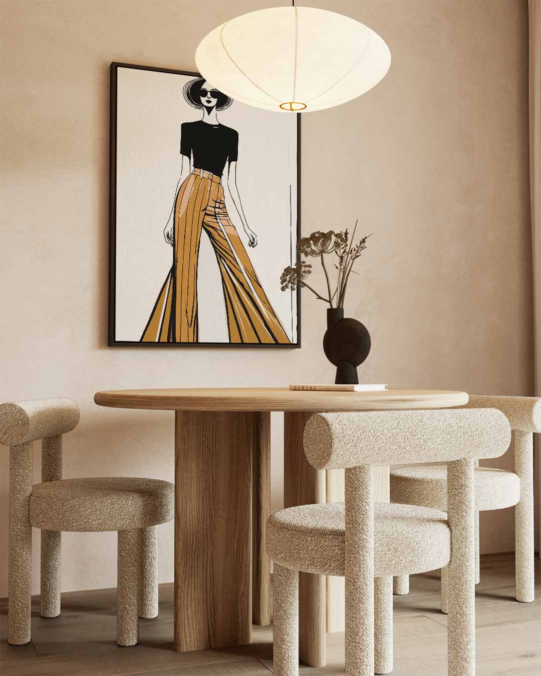 Elegante Mode-Illustratie – dibond wanddecoratie in staand formaat