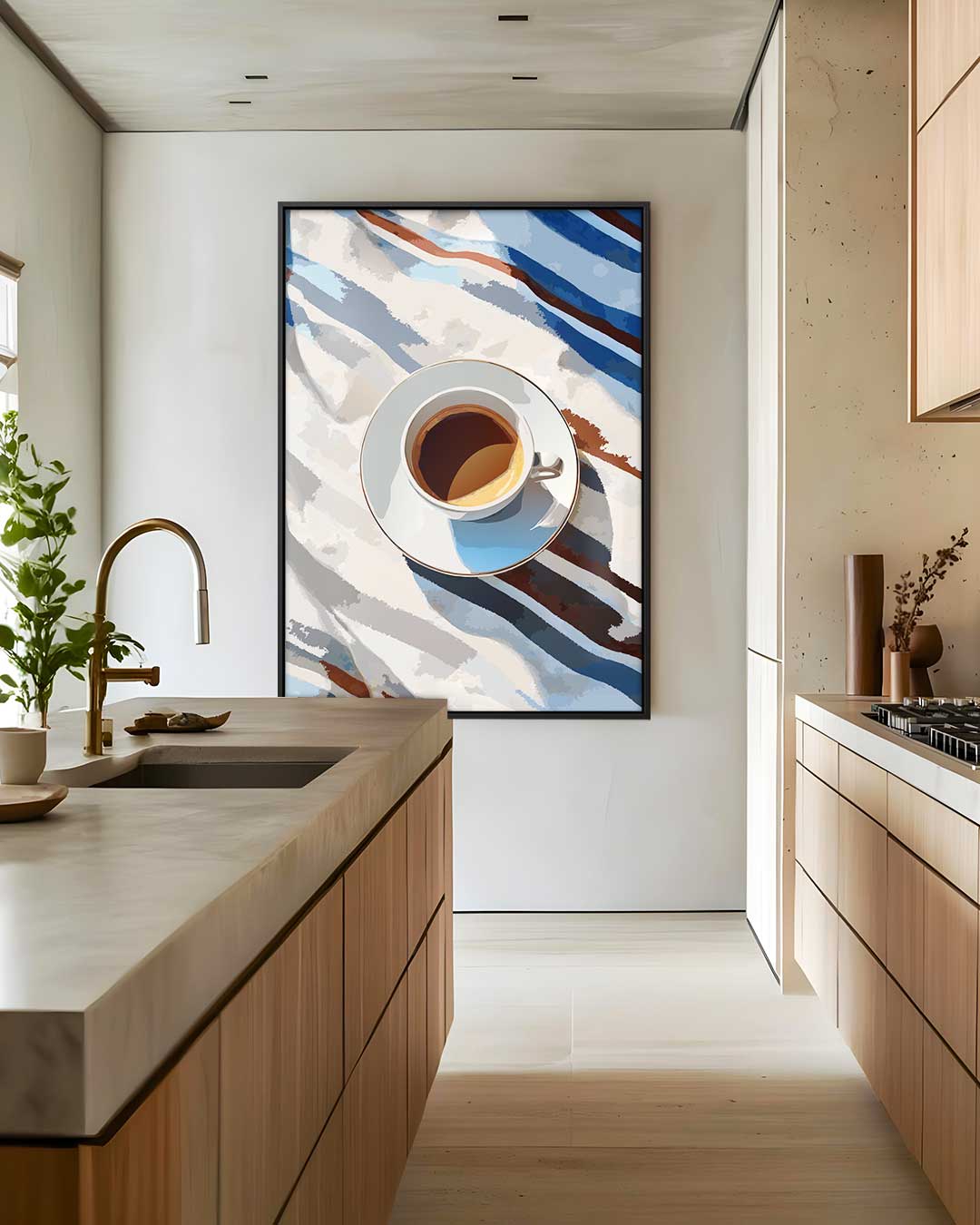 Koffiepauze in de Zon – staand kunstwerk voor modern interieur
