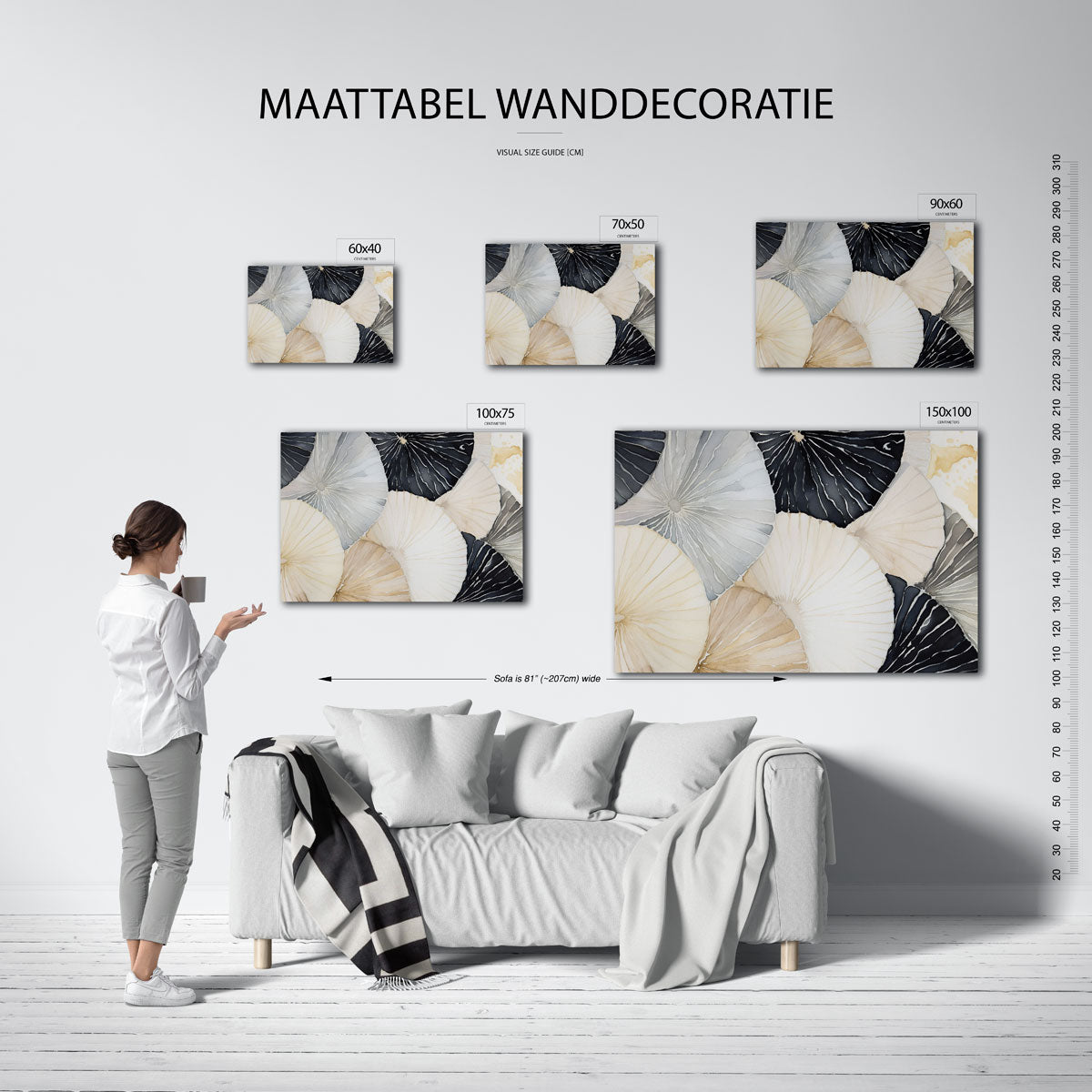 Organische vormen – Liggende wanddecoratie – moderne liggende wandkunst