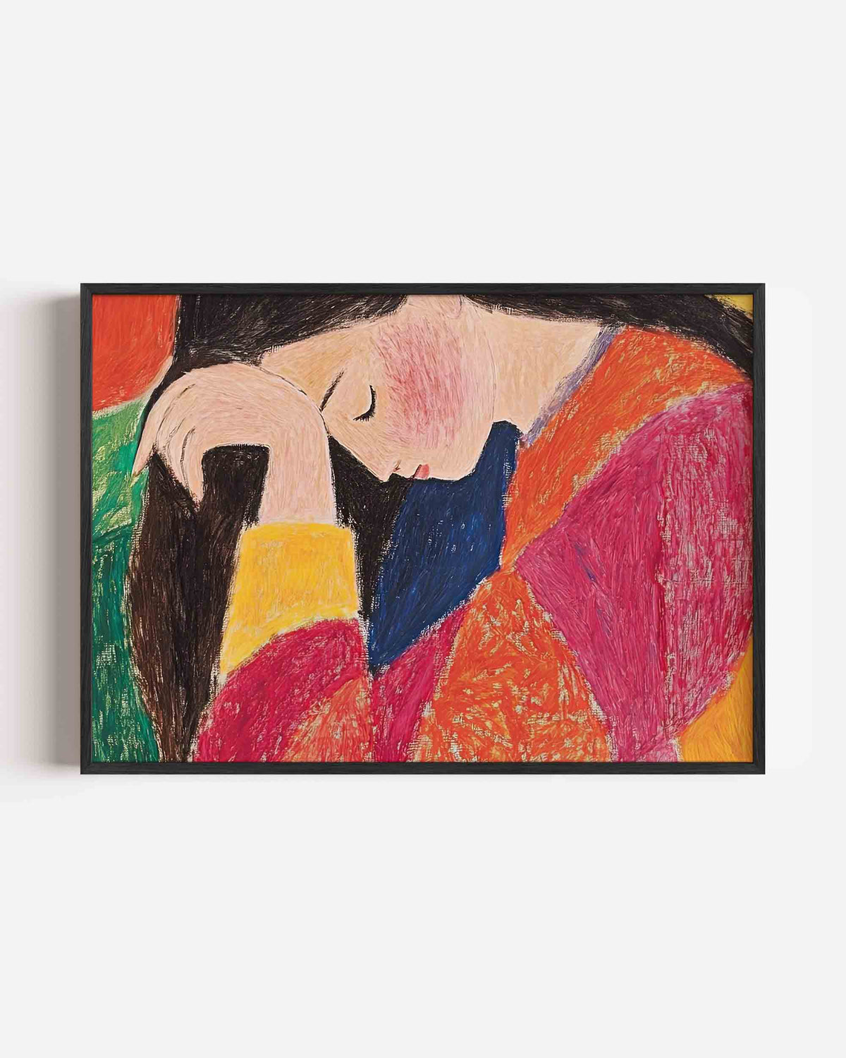 Vrouw met kleurrijke kleding – vrouwelijk portret als landscape poster