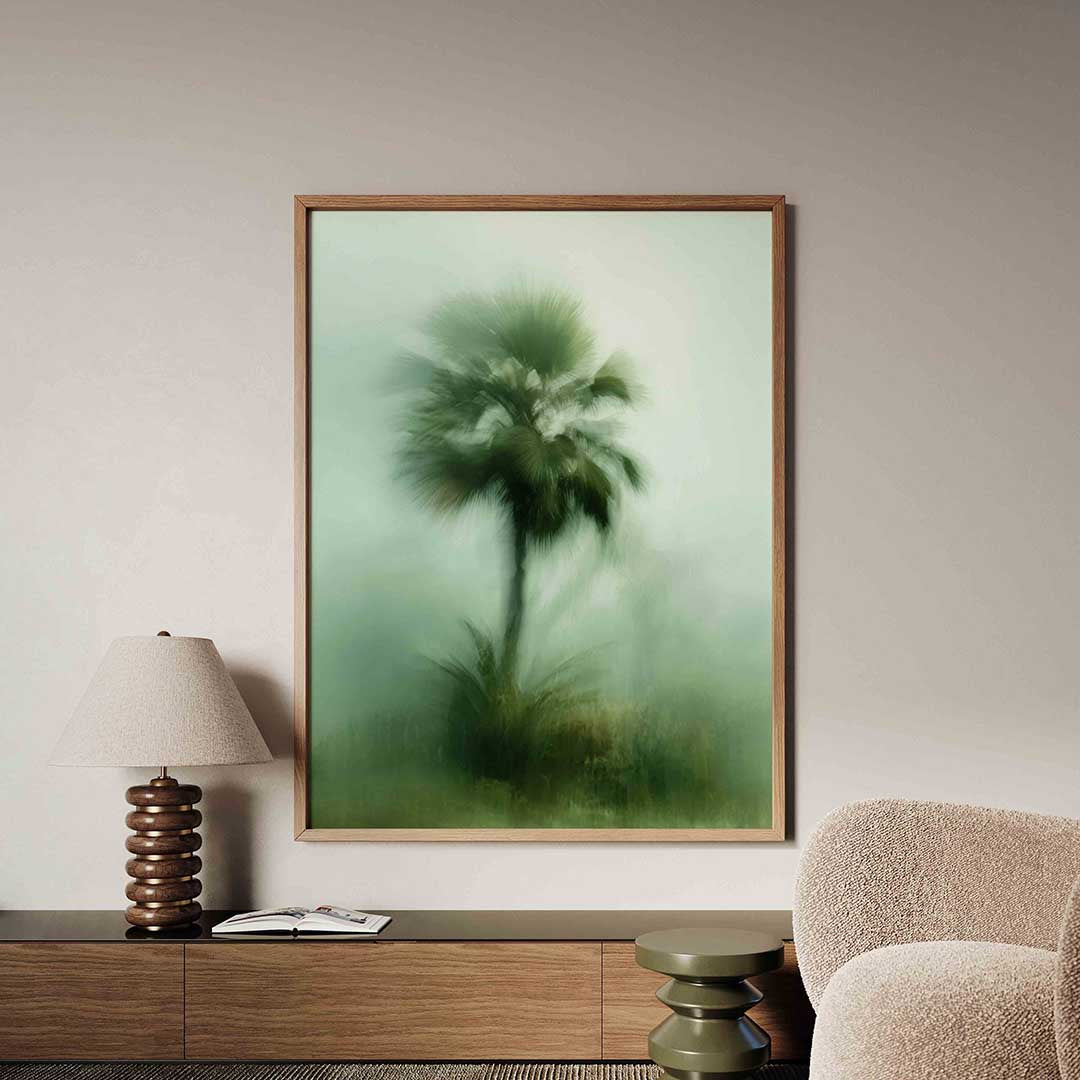 Wazige palmboom – tropische jungle poster in staand formaat
