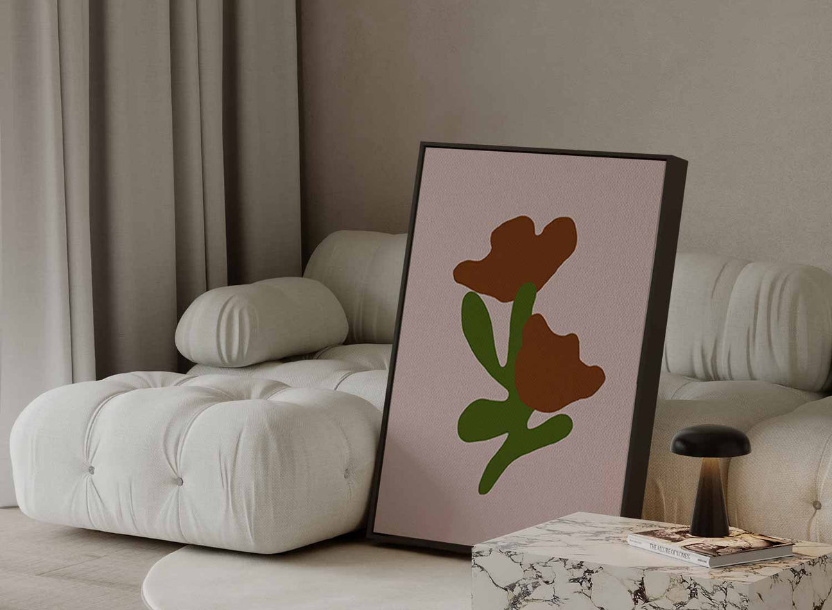 Bloemen in Abstracte Vormen – canvas kunstwerk als wanddecoratie