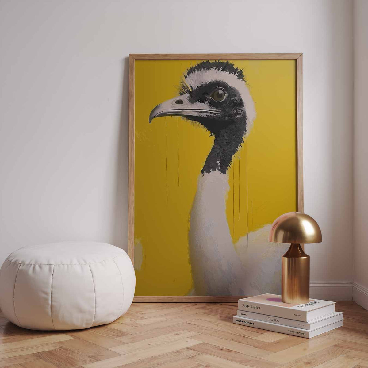 Moderne Struisvogel Kunstposter – dieren poster in staand formaat