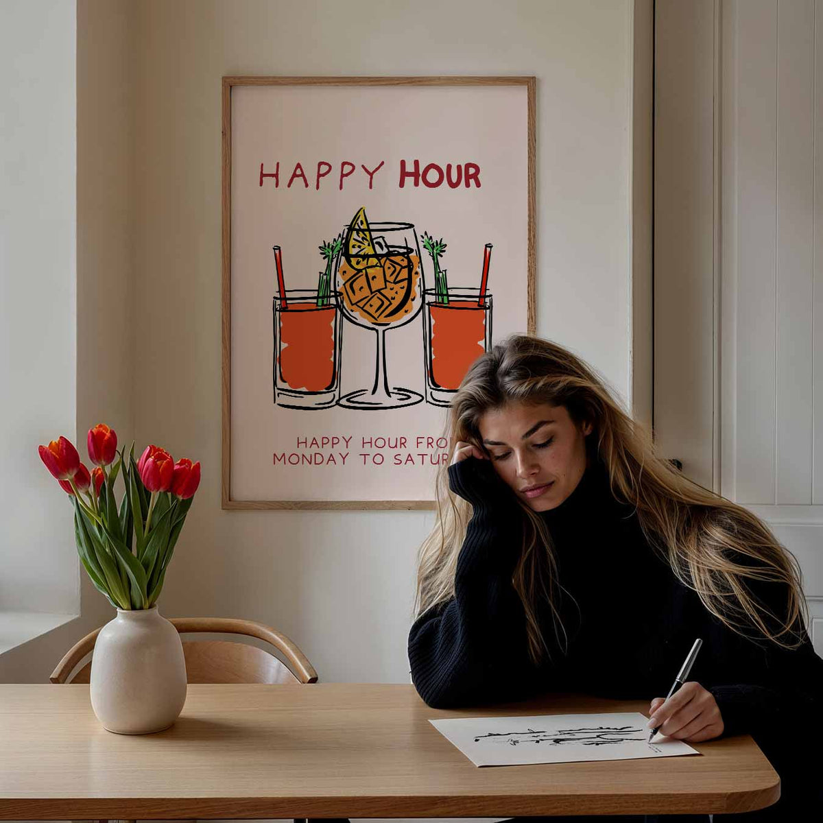 Happy Hour Cocktails – staande muurposter met zomerse uitstraling