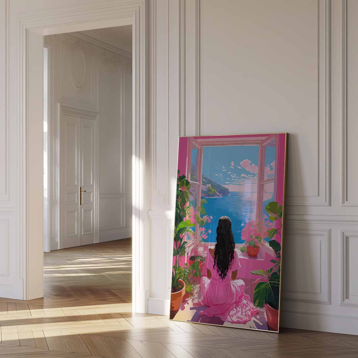 Dromerig Uitzicht aan Zee – zomer poster als frisse staande wanddecoratie