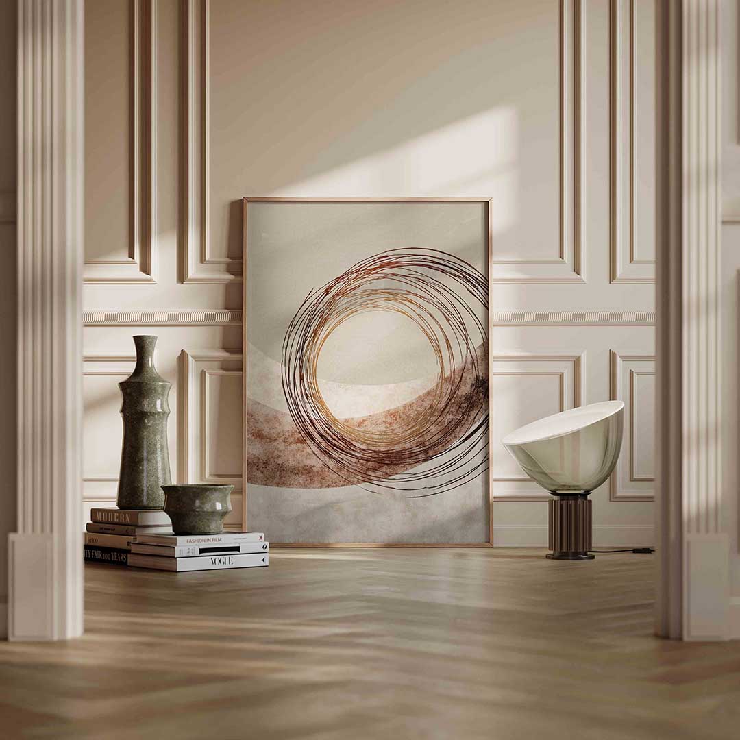 Cirkelvormige lijnen – staande abstracte wanddecoratie van WallArtistic