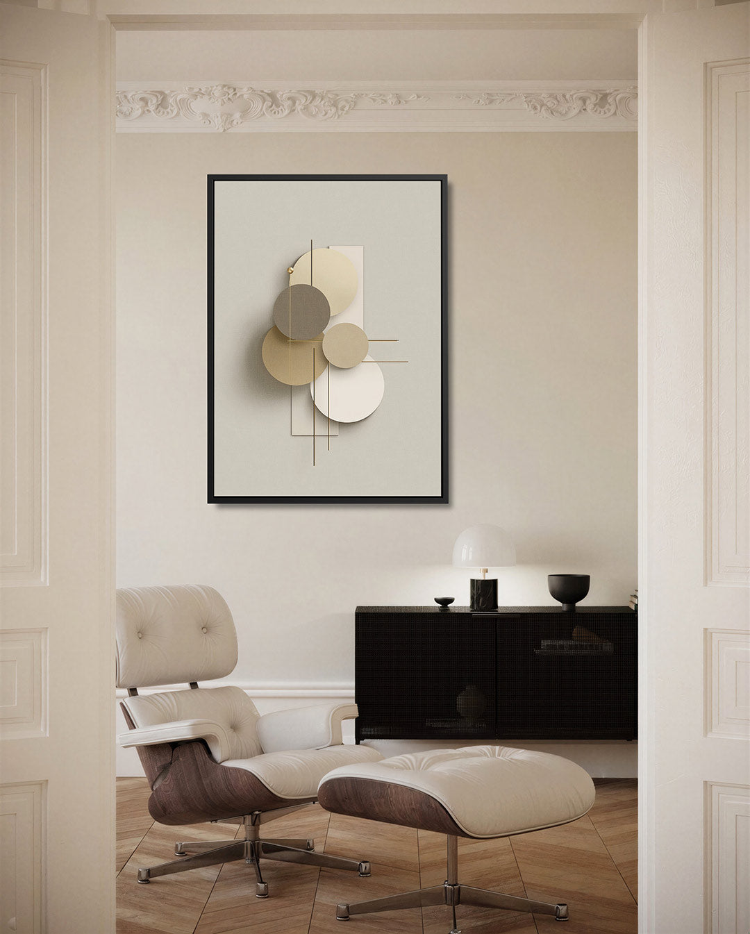 Geometrische cirkelcompositie – moderne staande wandkunst