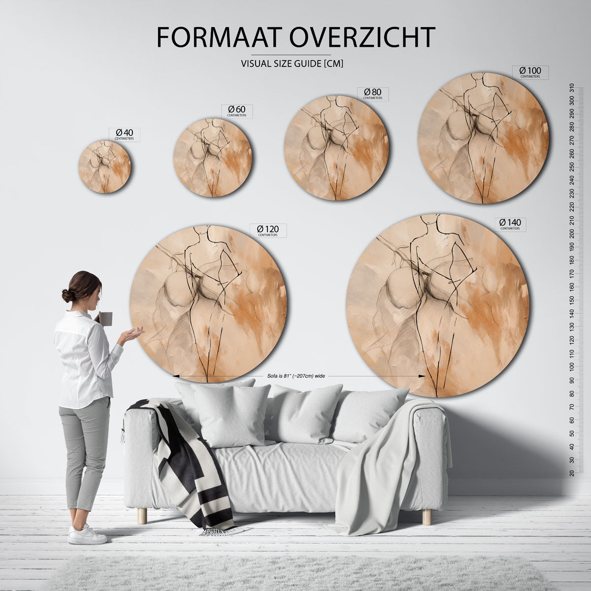 Abstracte figuur – abstracte wandkunst als muurcirkel van WallArtistic