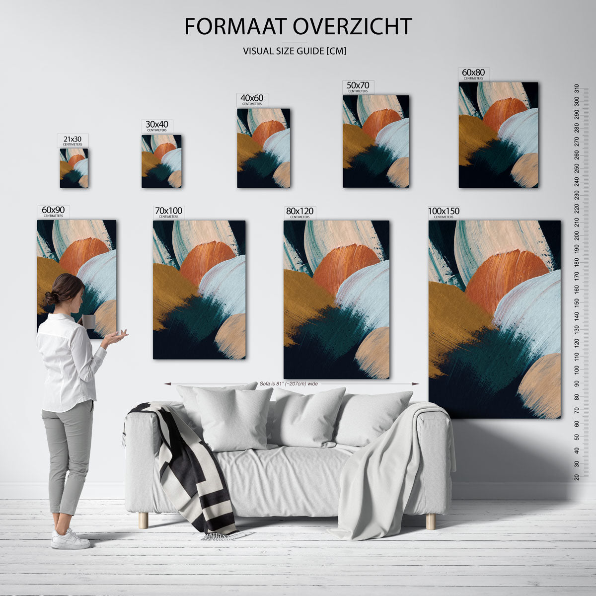 Abstracte penseelstreken – staande muurposter met artistieke uitstraling