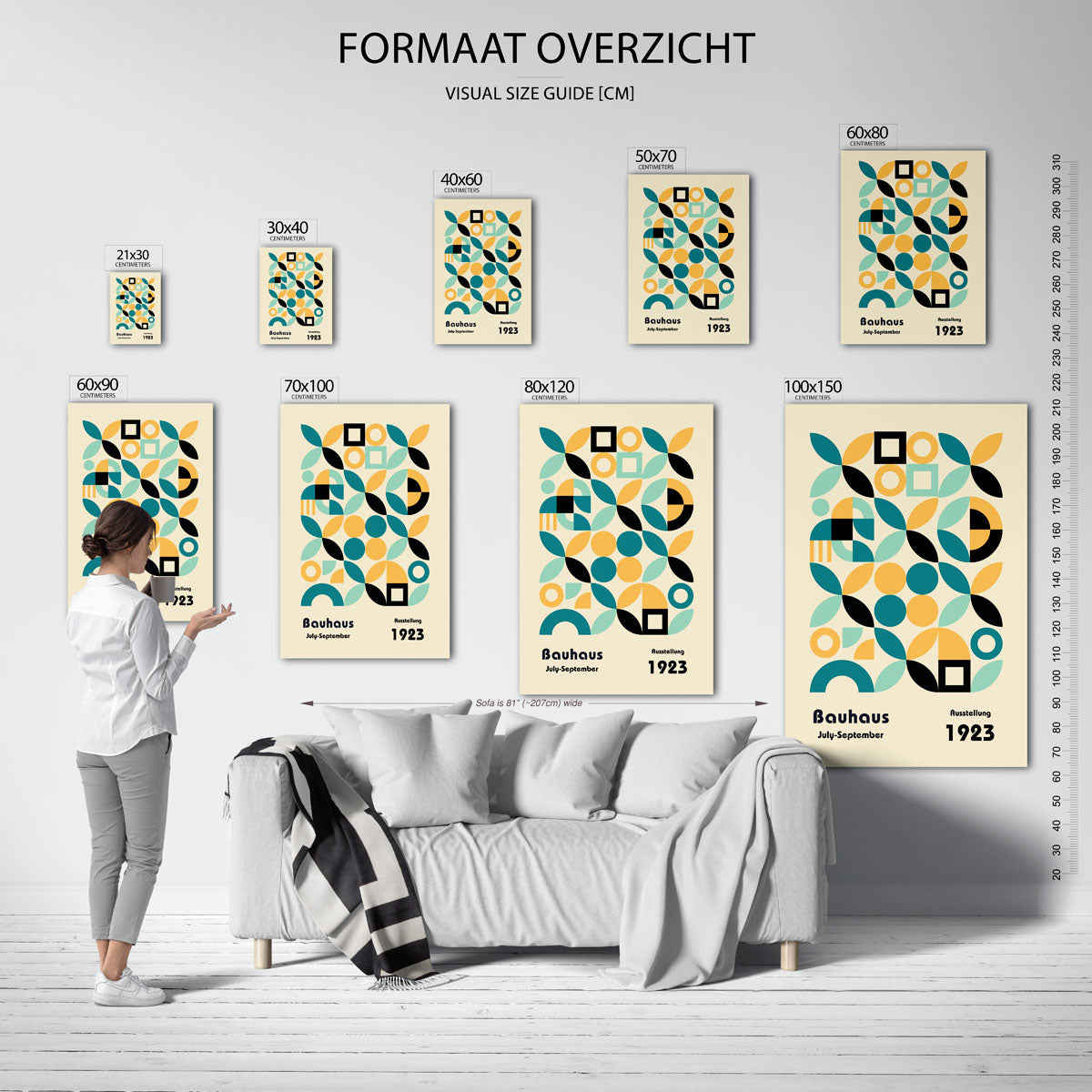 Vormritme en kleur – geometrische poster in Bauhaus-stijl van WallArtistic