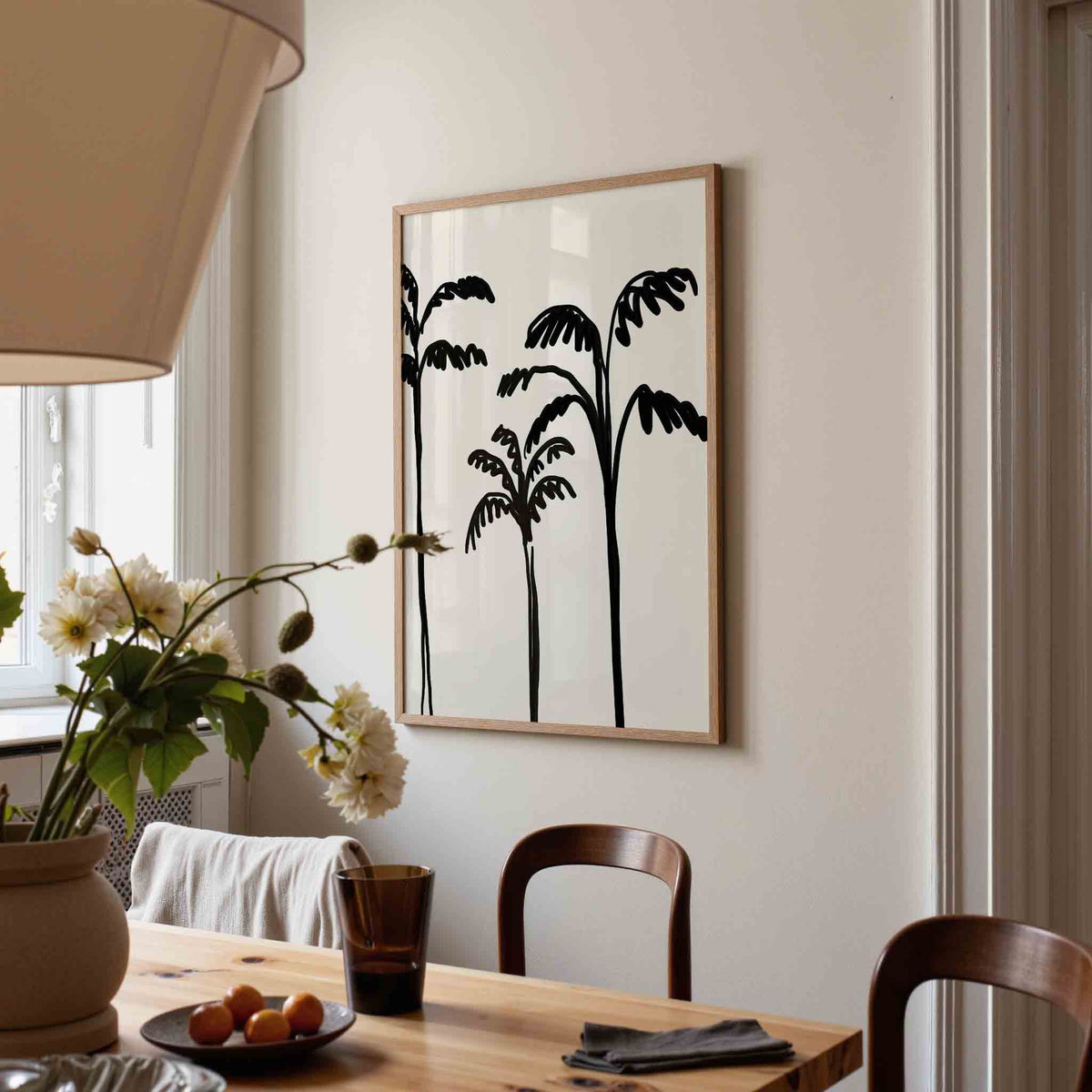 Palmboom silhouetten – eigentijdse illustratie poster in staand formaat
