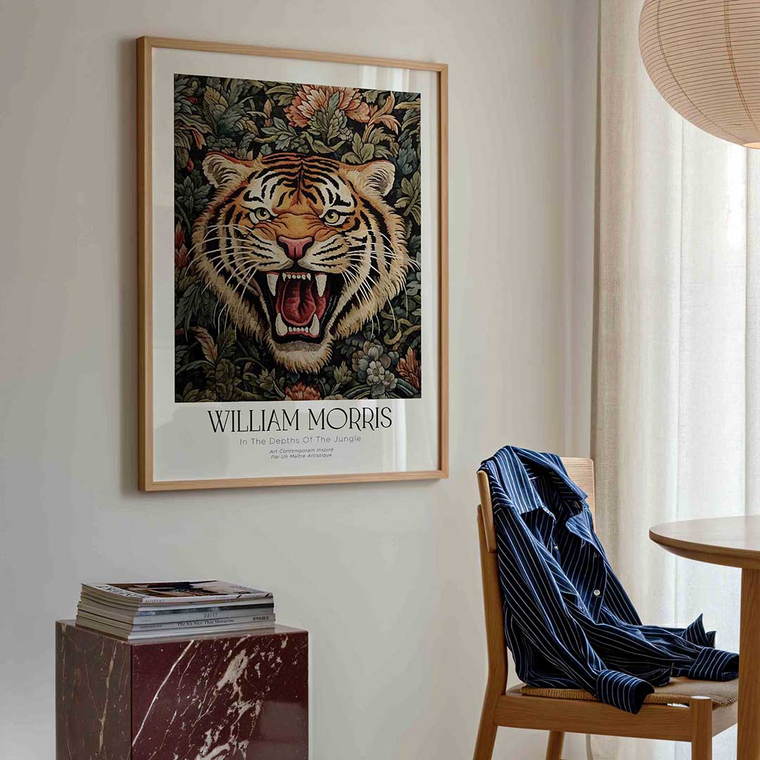 Tijger in jungle – William Morris poster in staand formaat