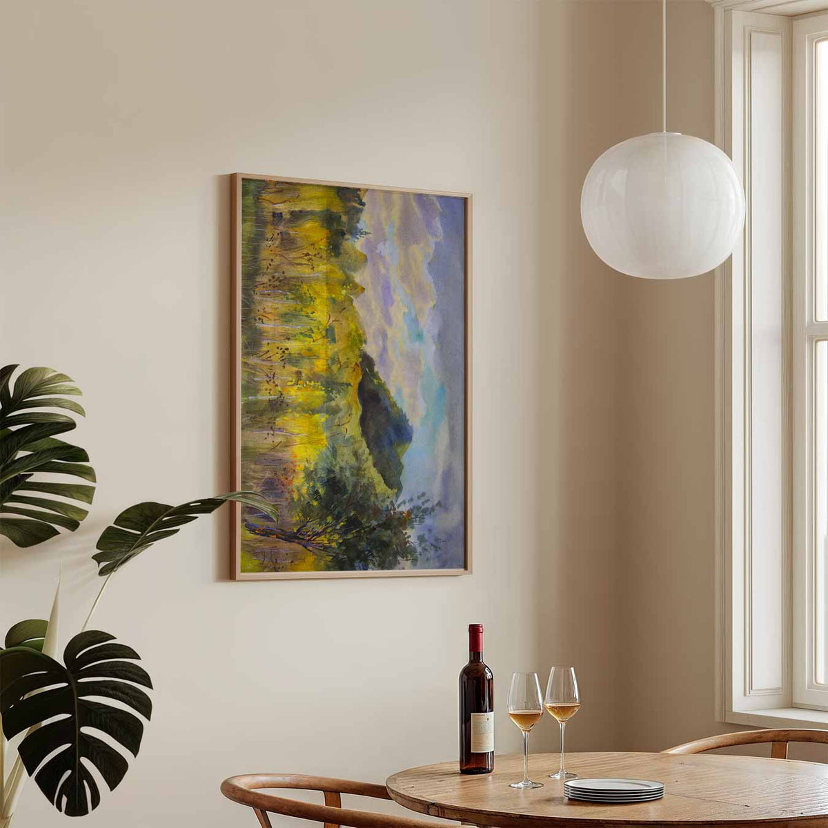Dromerige Landschap Aquarel – staande Popart wanddecoratie van WallArtistic