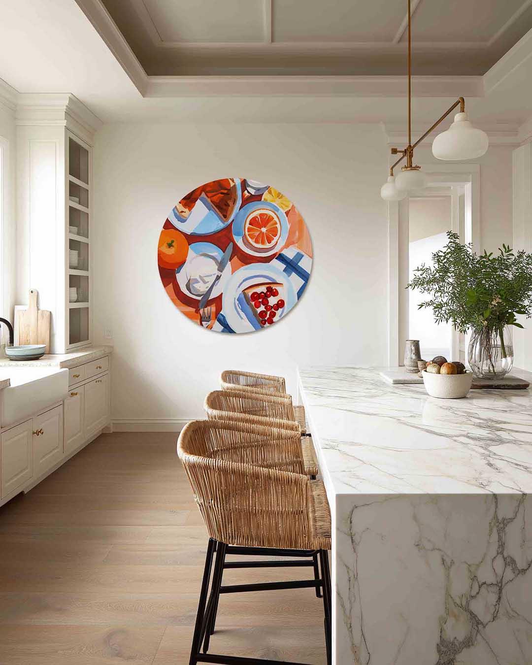 Ontbijt tafel – abstracte muurcirkel als ronde wanddecoratie