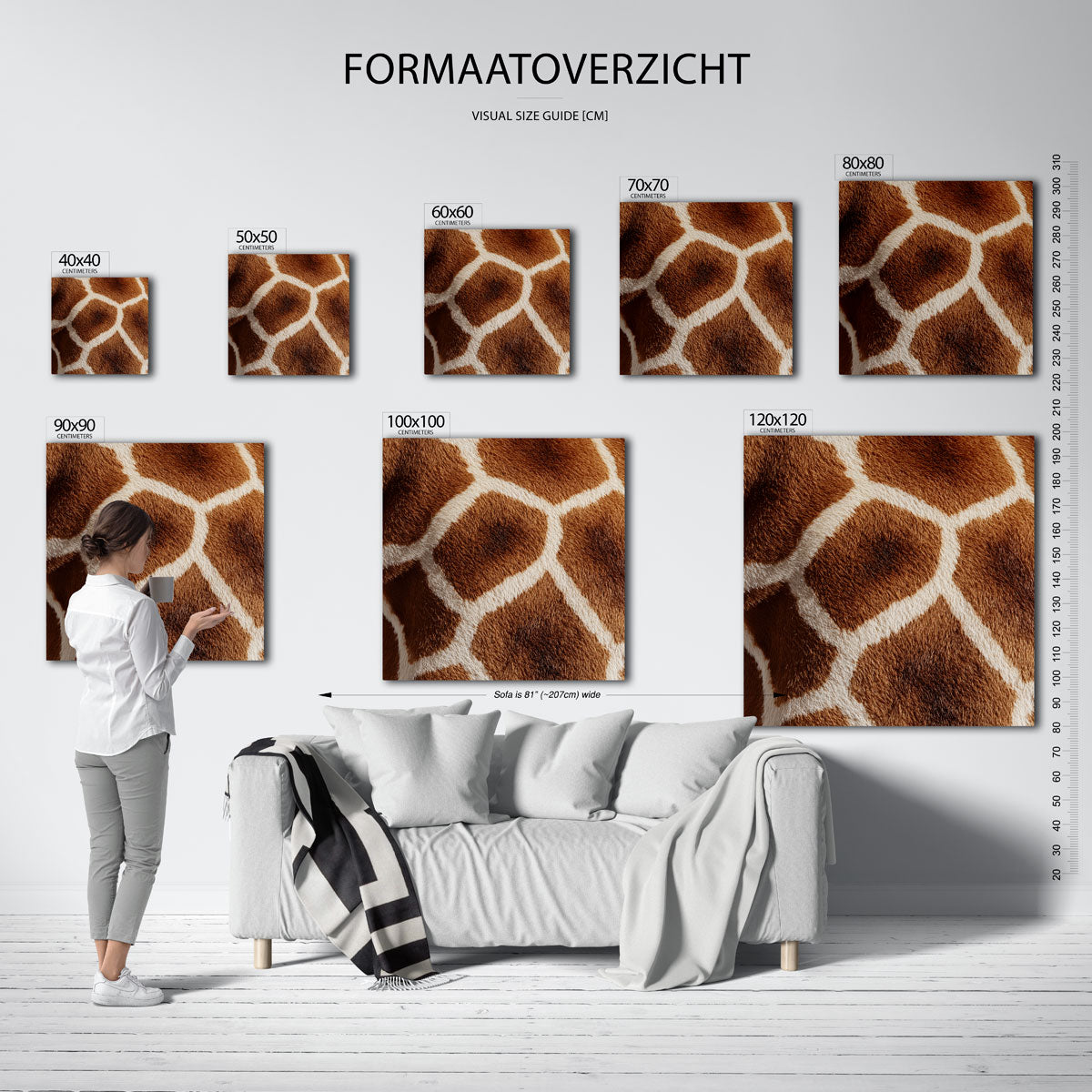 Giraffe patroon – vierkante muurposter met jungle thema