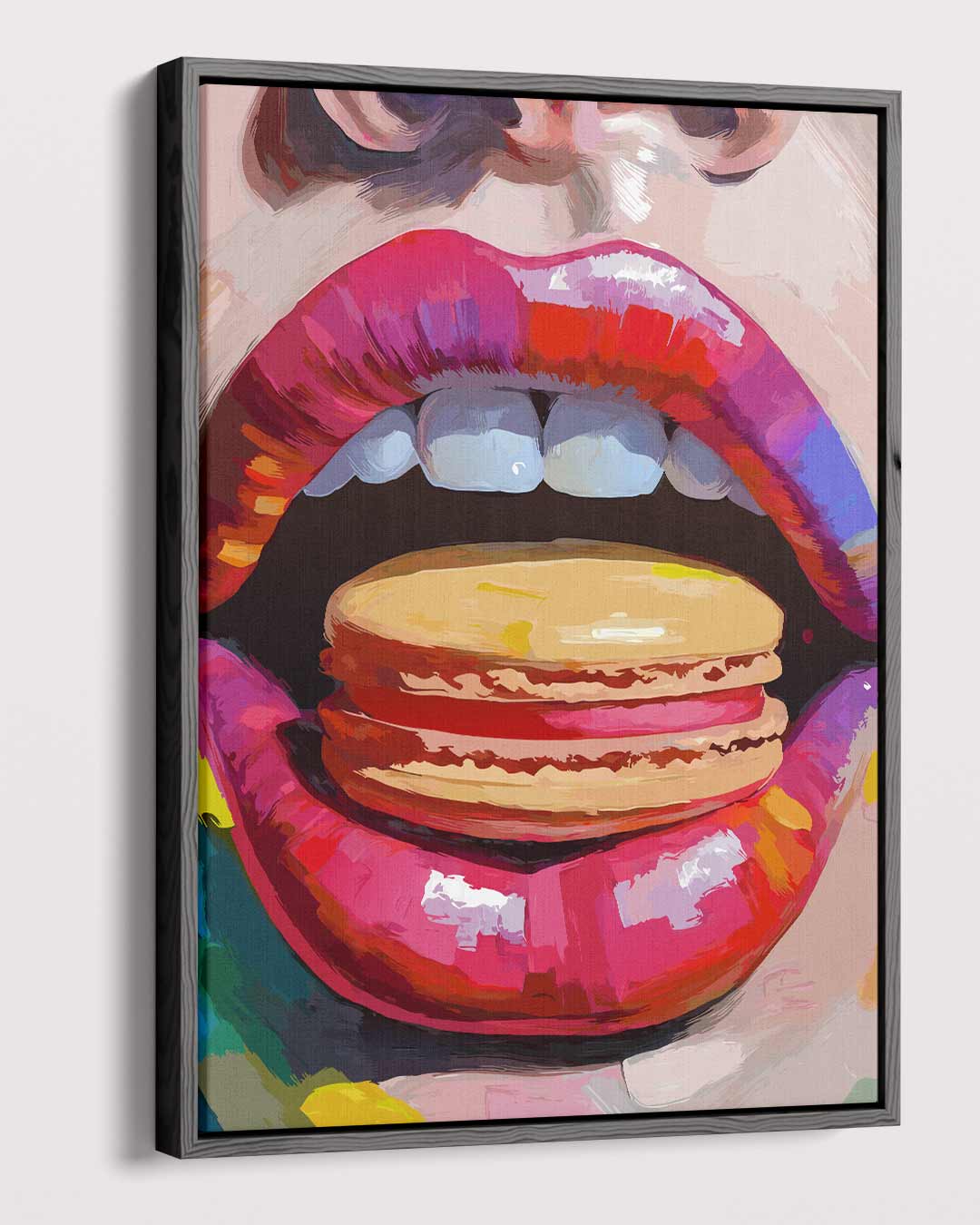 Kleurrijke Macaron Smaakexplosie – dibond kunstwerk als wanddecoratie