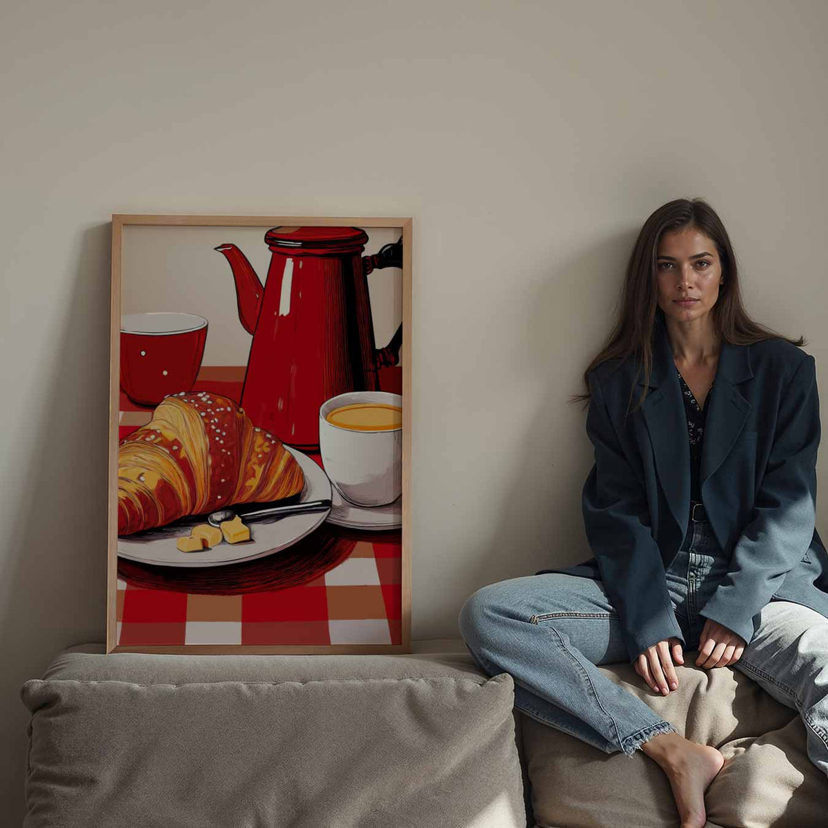 Franse Ontbijt Sfeerposter – staande keuken wanddecoratie van WallArtistic