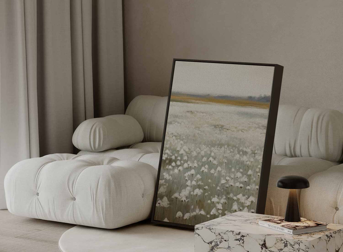 Veld van Witte Bloemen – plexiglas wanddecoratie in portret formaat