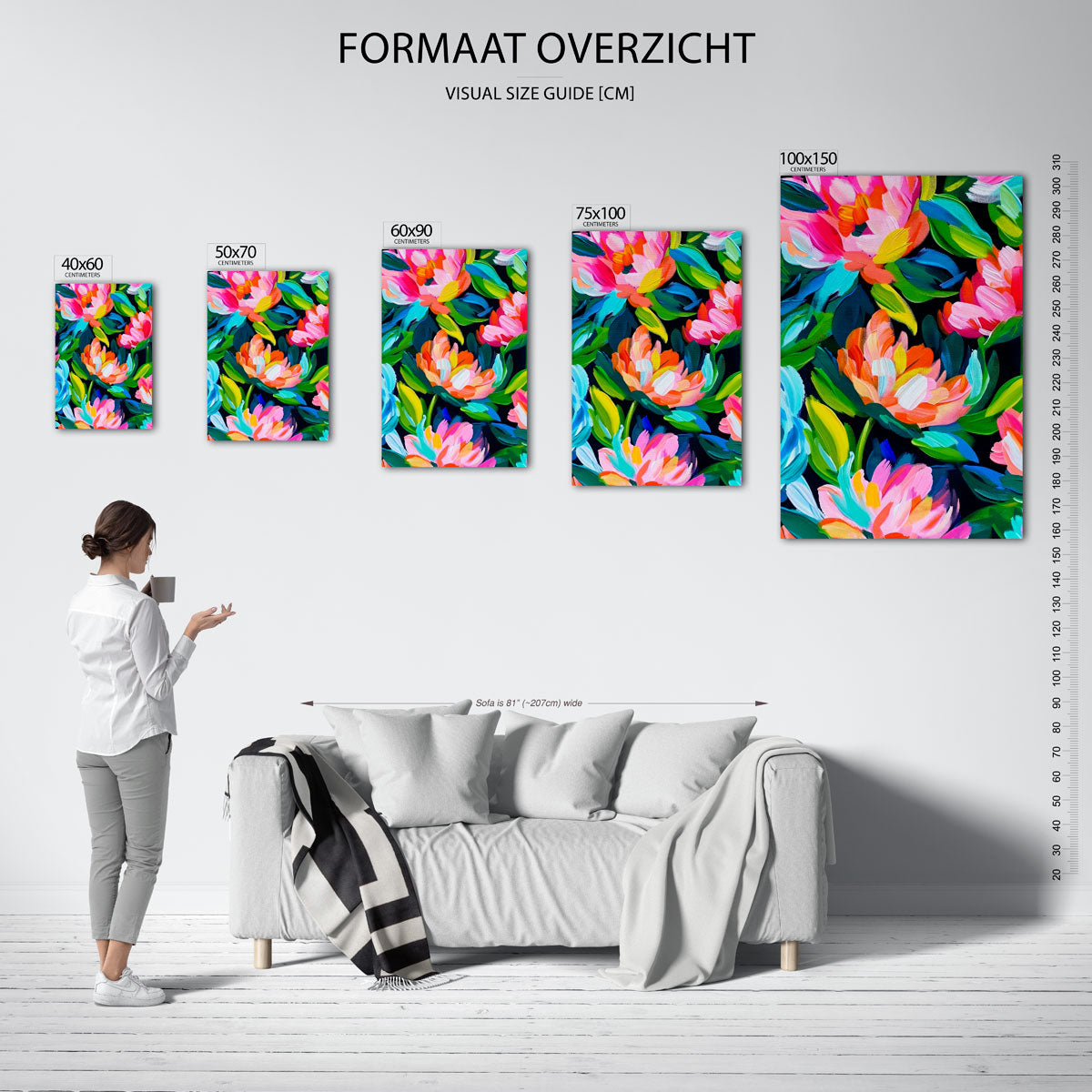 Kleurrijke bloemenpracht – staande wanddecoratie van WallArtistic