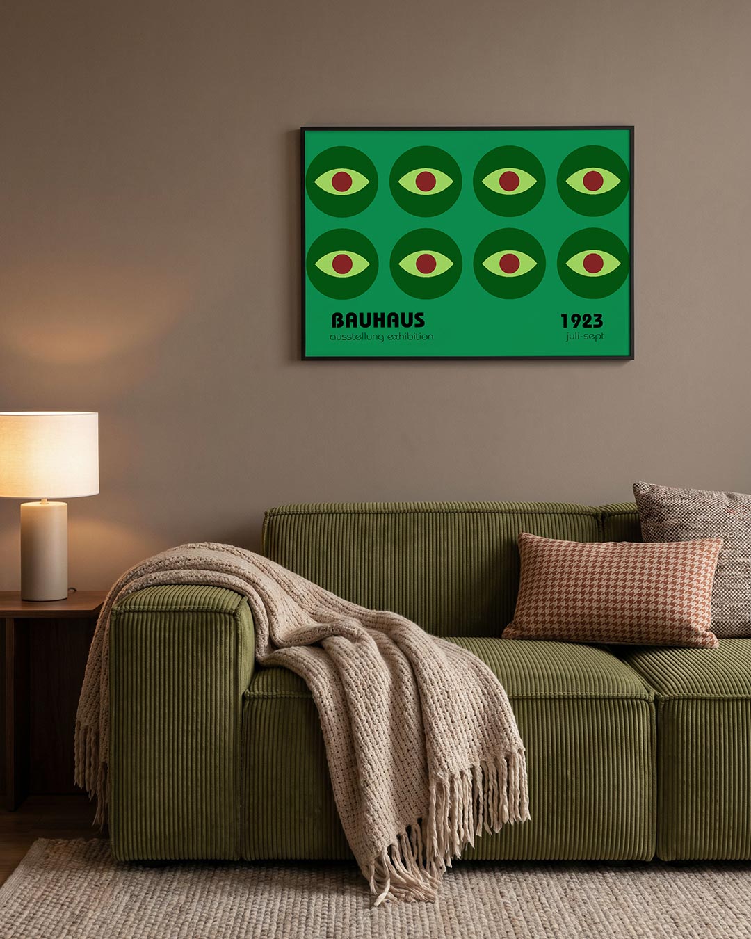 Oogvormen en ritme – geometrische Bauhaus poster in liggend formaat