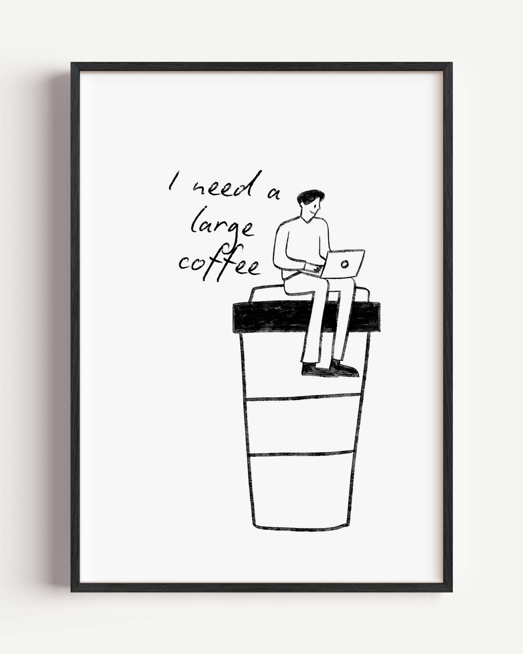 Poster "I Need a Large Coffee – zomer portret poster als wanddecoratie