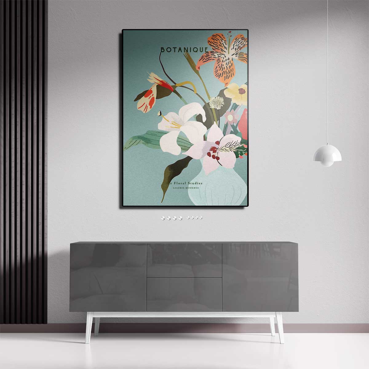 Botanique Bloemenpracht – kunstwerk met zwarte baklijst