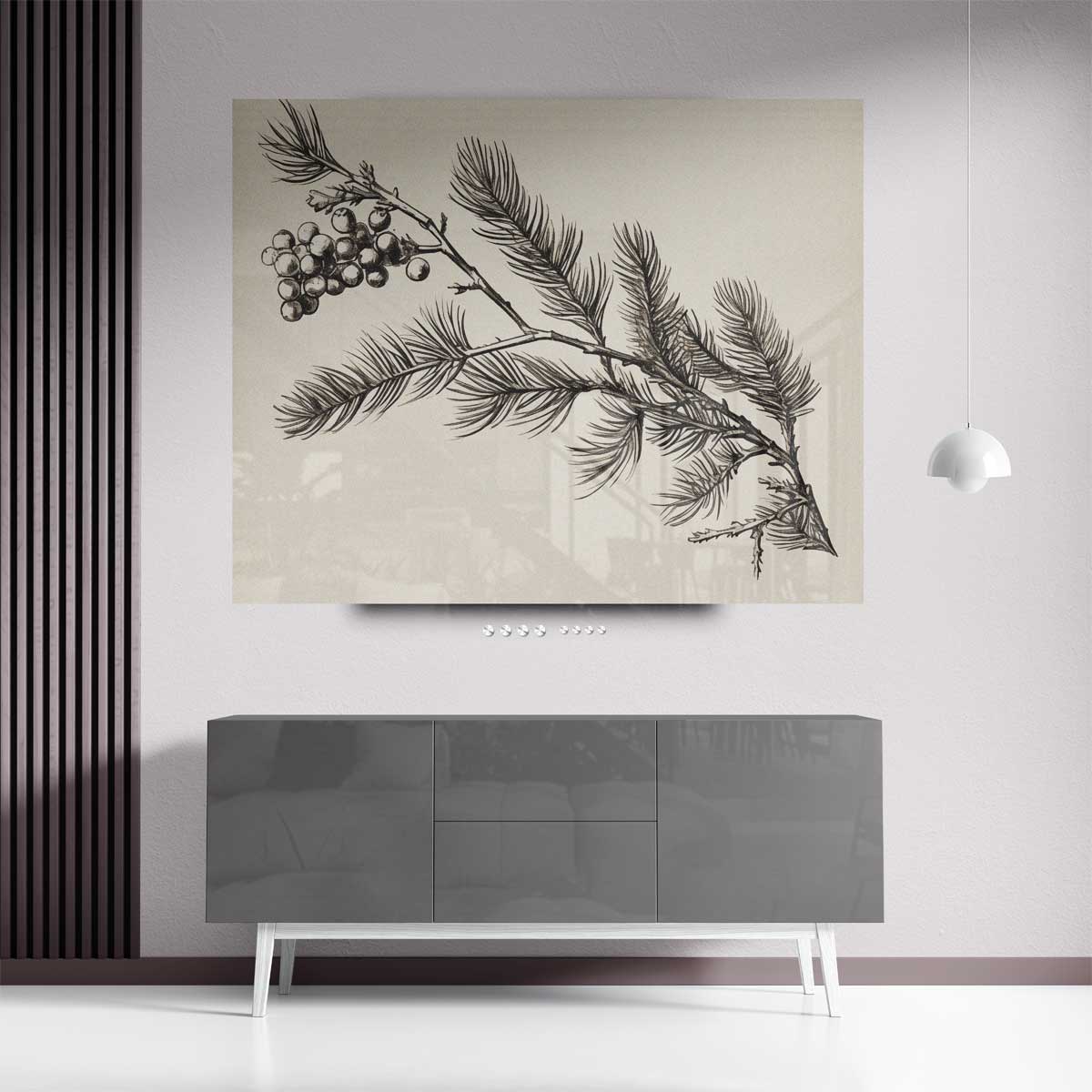 Dennentak met Bessen Illustratie – plexiglas kunstwerk als wanddecoratie