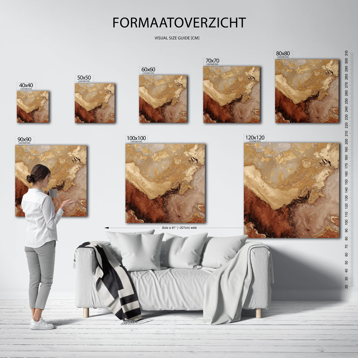 Abstracte aardetinten – vierkante muurposter met abstracte texturen