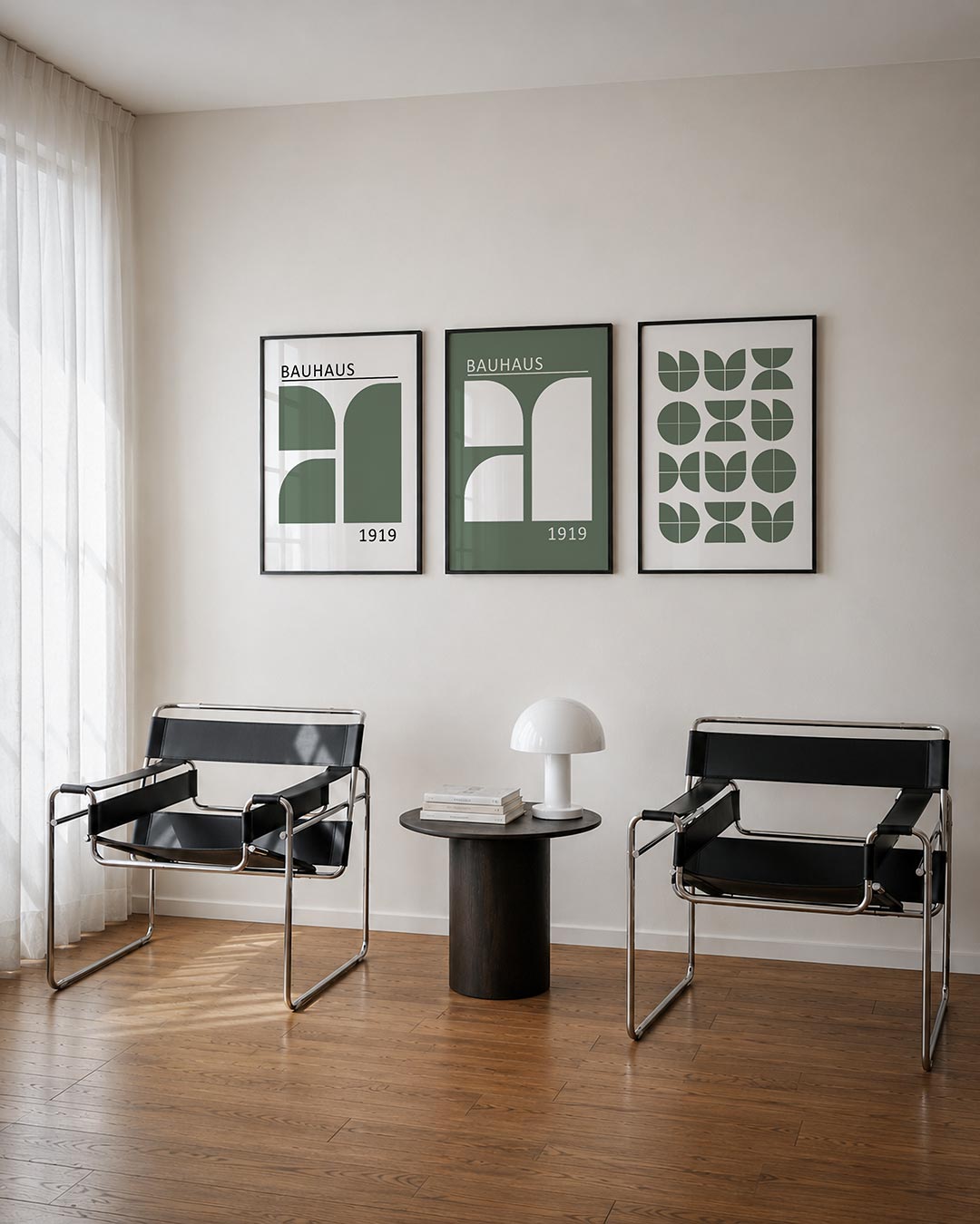 Vorm en balans posterset – tweede productweergave – deze posterset in drie delen toont een spel van halve cirkels en